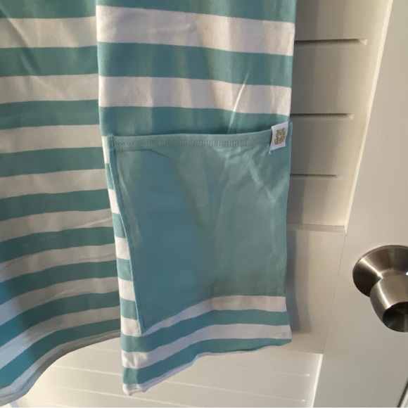 Simply Southern Tara Dress Romper Striped Ice Blue and White New with Tags - Picture 3 of 6